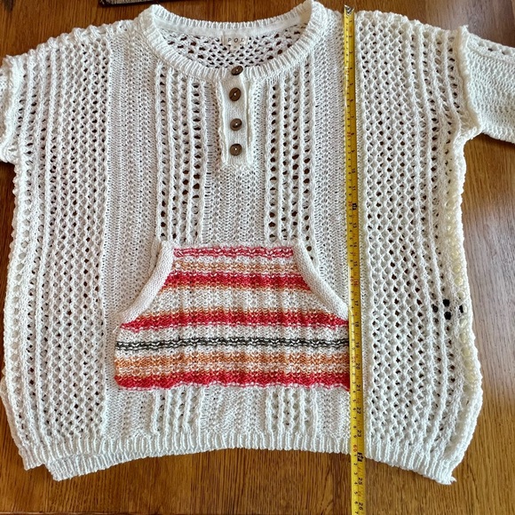 ⭐️ POL JSST84 Hooded Cream Crotched Pullover Sweater Womens Small S  Bohemian - Picture 13 of 15